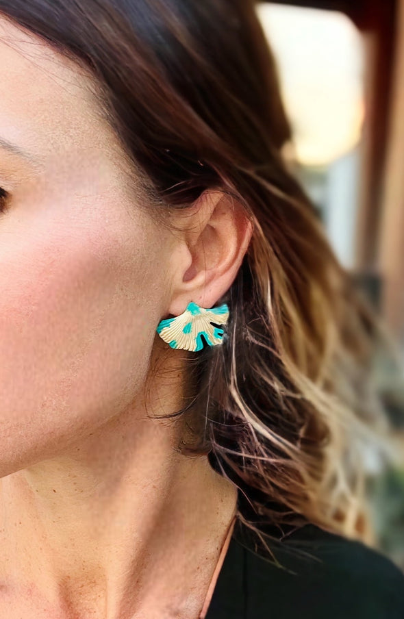 Hand painted Ginkgo Earrings - 3 color choices