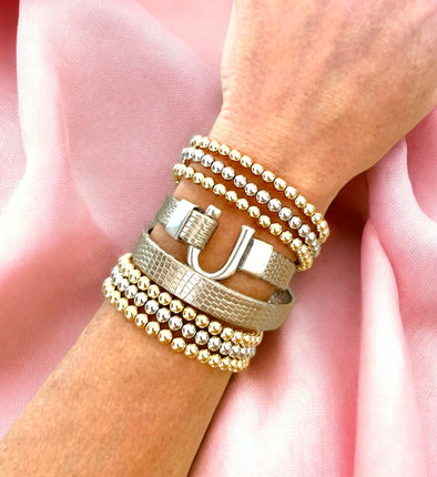 Silver Horseshoe Leather Bracelet Wrap - 4 color choices
