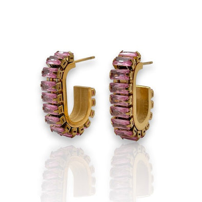 Small Crystal Hoop Earrings - 2 color choices