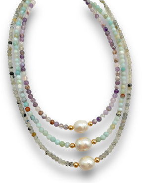 Stone Pearl Layering Necklaces - 3 color choices
