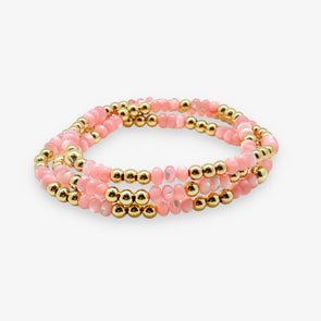 4mm Gold Filled Pink Mother of Pearl Bracelet