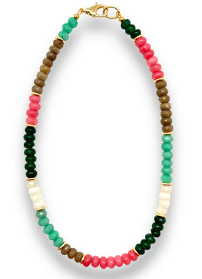 Multicolored Jade Beaded Necklace