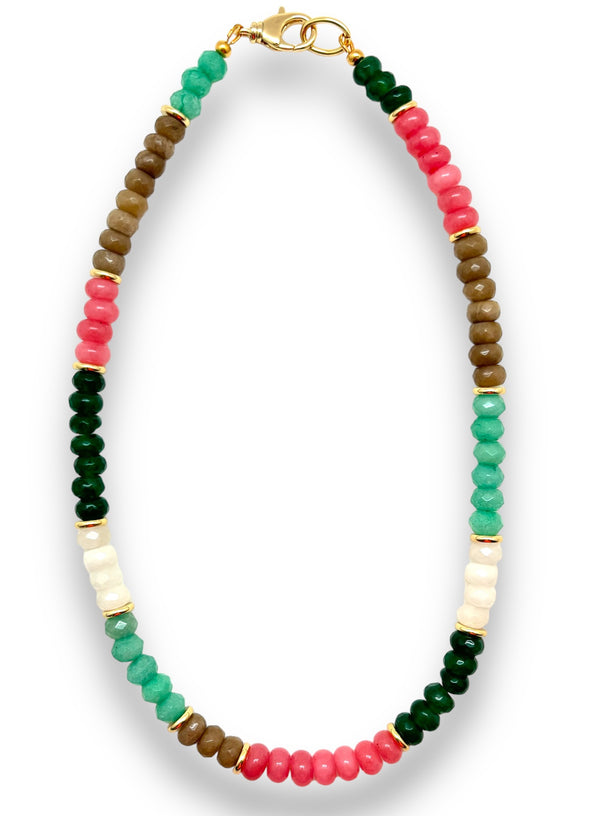 Multicolored Jade Beaded Necklace