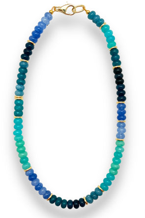 Multi Blue Jade Beaded Necklace