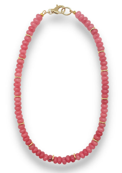 Pink Jade Beaded Necklace