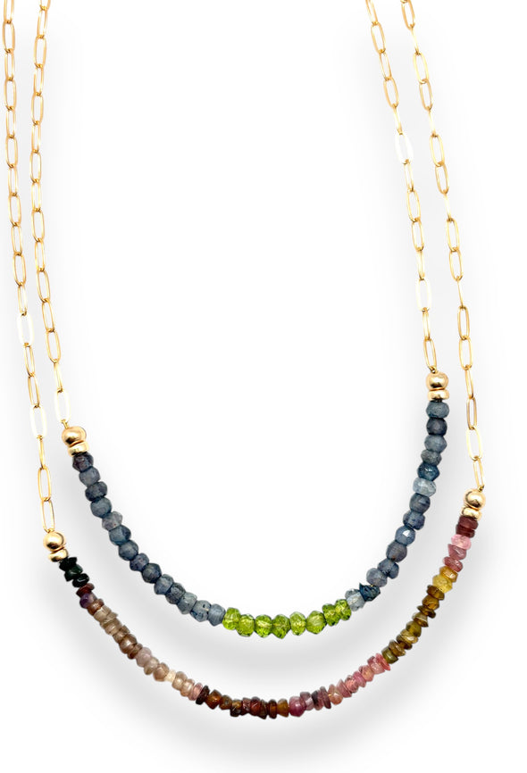 Gold Filled Stone Layering Necklace - 2 color choices