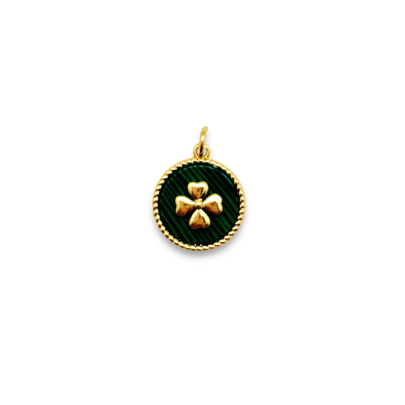 Round Malachite Clover Charm