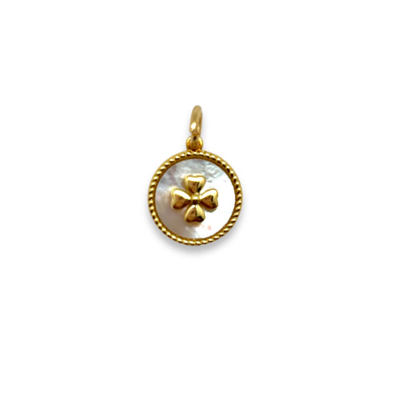 Round MOP Clover Charm