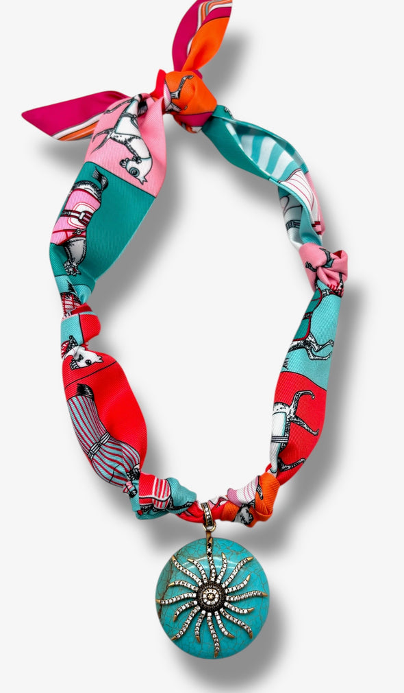 Turquoise Sunburst Scarf Necklace