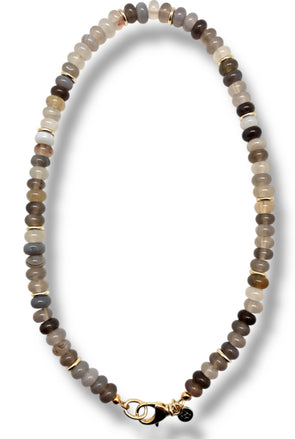 Grey Jade Beaded Necklace