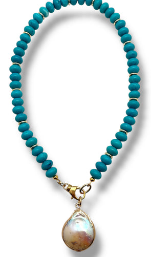 Turquoise Ocean Pearl Necklace