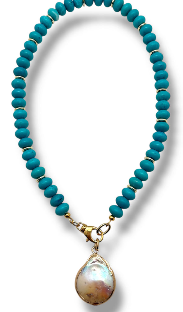 Turquoise Ocean Pearl Necklace
