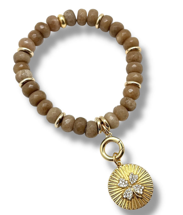 Khaki Jade Bead Bracelet