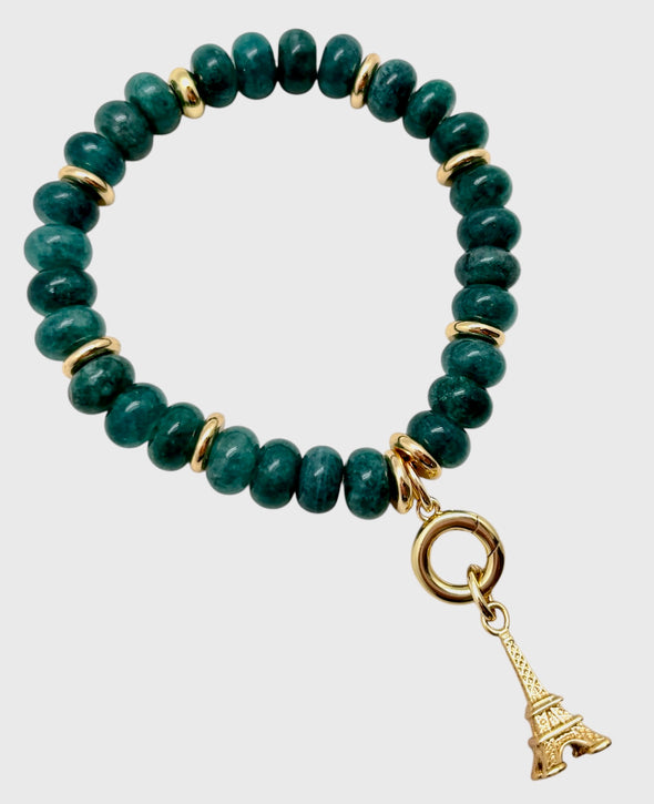 Dark Turquoise Jade Bead Bracelet
