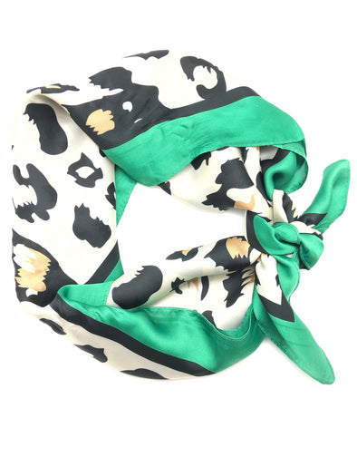 Leopard Silk Scarf - Green