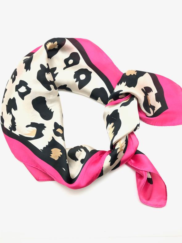 Leopard Silk Scarf - Pink