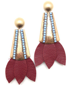 Tinsley Leather Earrings Crimson