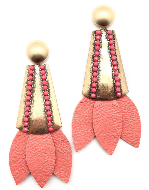 Tinsley Leather Earrings Rose